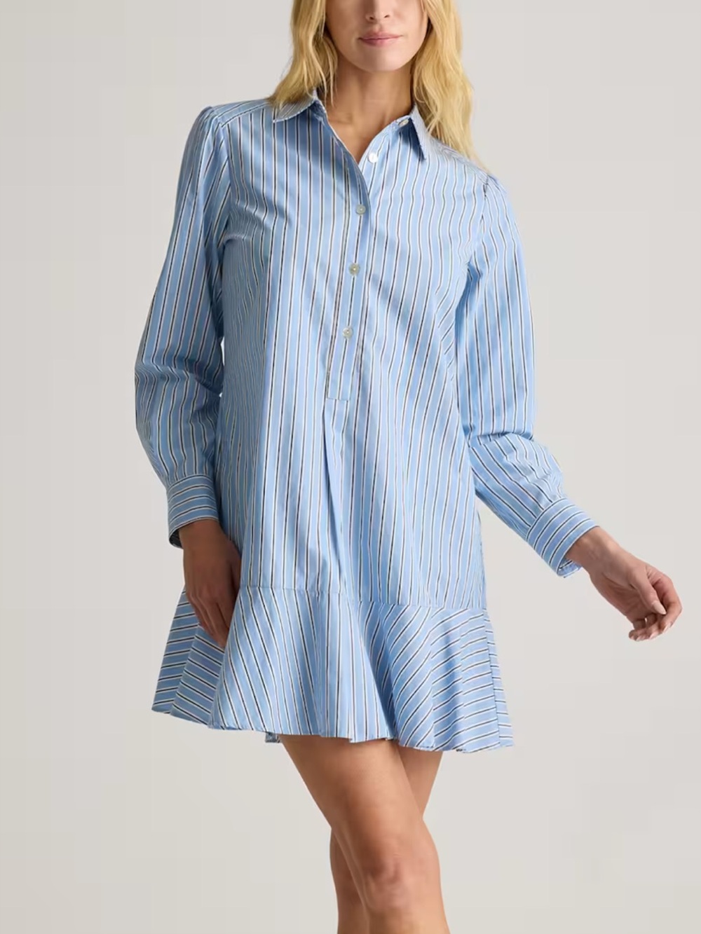 Quince 100% Organic Cotton Poplin Drop Waist Shirt Dress medium